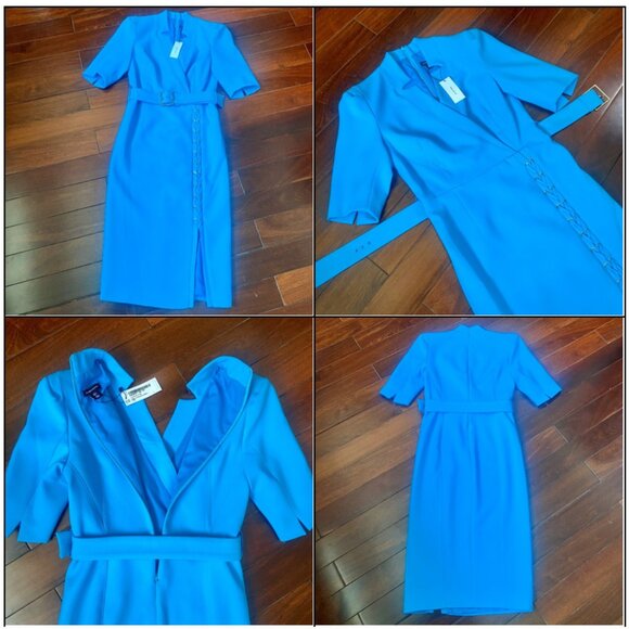 *NWT* Karen Millen Aqua Belted Lace Up "Forever" Midi Dress - Size 4 - Picture 10 of 16